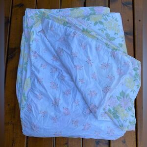 Pottery Barn Kids Floral Pastels White Pink Duvet Cover with Envelope Closure